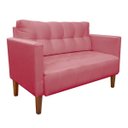 Ver imagem 2 de Kit Sofá Retrô Namoradeira 2 Lugares e 2 Poltronas Livia Suede Rose - D'Rossi