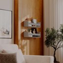Ver imagem 1 de Kit 2 Prateleiras Porta Livros Cinza Claro 50 X 12cm Suporte Invisivel