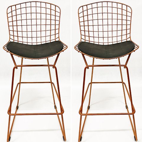 Kit 2 Banquetas BERTOIA cobre assento preto altura 70cm - Direto de Fábrica