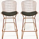 Ver imagem 1 de Kit 2 Banquetas BERTOIA cobre assento preto altura 70cm - Direto de Fábrica