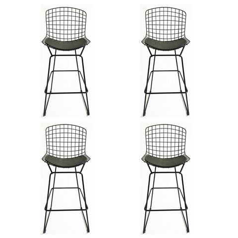 Kit 4 Banquetas BERTOIA preta altura 70cm - Direto de Fábrica