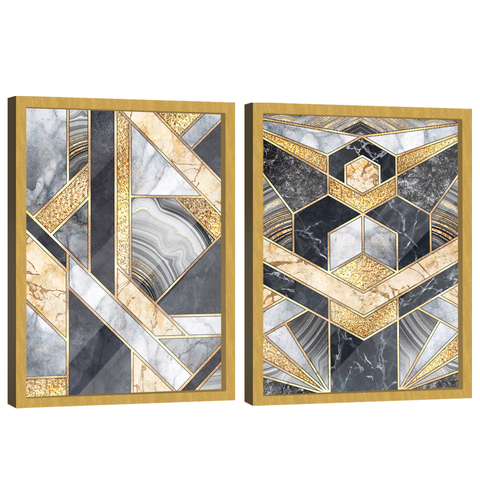 Quadro Decorativo Duo Abstrato Formas Orgânicas