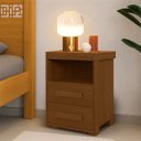 Ver imagem 3 de Mesa de Cabeceira Pés Madeira 2 Gavetas Tóquio 100% Mdf Legno