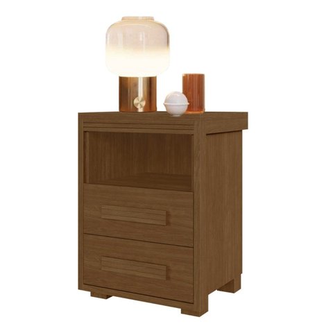 Mesa de Cabeceira Pés Madeira 2 Gavetas Tóquio 100% Mdf Legno