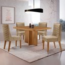 Ver imagem 1 de Mesa de Jantar Olímpia 90cm Mdf Canto Copo e com 4 Cadeiras Safira