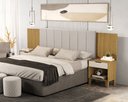 Ver imagem 1 de Cabeceira Helena Nature com Estofado e Criado para Cama Box Casal 140cm