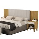 Ver imagem 3 de Cabeceira Helena Nature com Estofado e Criado para Cama Box Casal 140cm