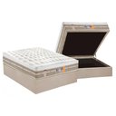 Ver imagem 1 de Cama Box Baú Casal: Colchão Molas Castor Pocket Silver Star Air + Base CRC Suede Clean(138x188)