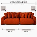 Ver imagem 4 de Sofá Retrátil 6 Lugares Veludo Armani 2,90 Mts Terracota