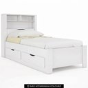Ver imagem 2 de Cama Solteiro para Colchão 188x88cm com 2 Gavetas e Nichos Zuri Branco S01 - Mpozenato