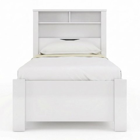 Cama Solteiro para Colchão 188x88cm com 2 Gavetas e Nichos Zuri Branco S01 - Mpozenato
