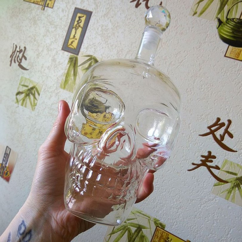 Garrafa de vidro Crystal Head Caveira Skull Crânio 1 litro - 6