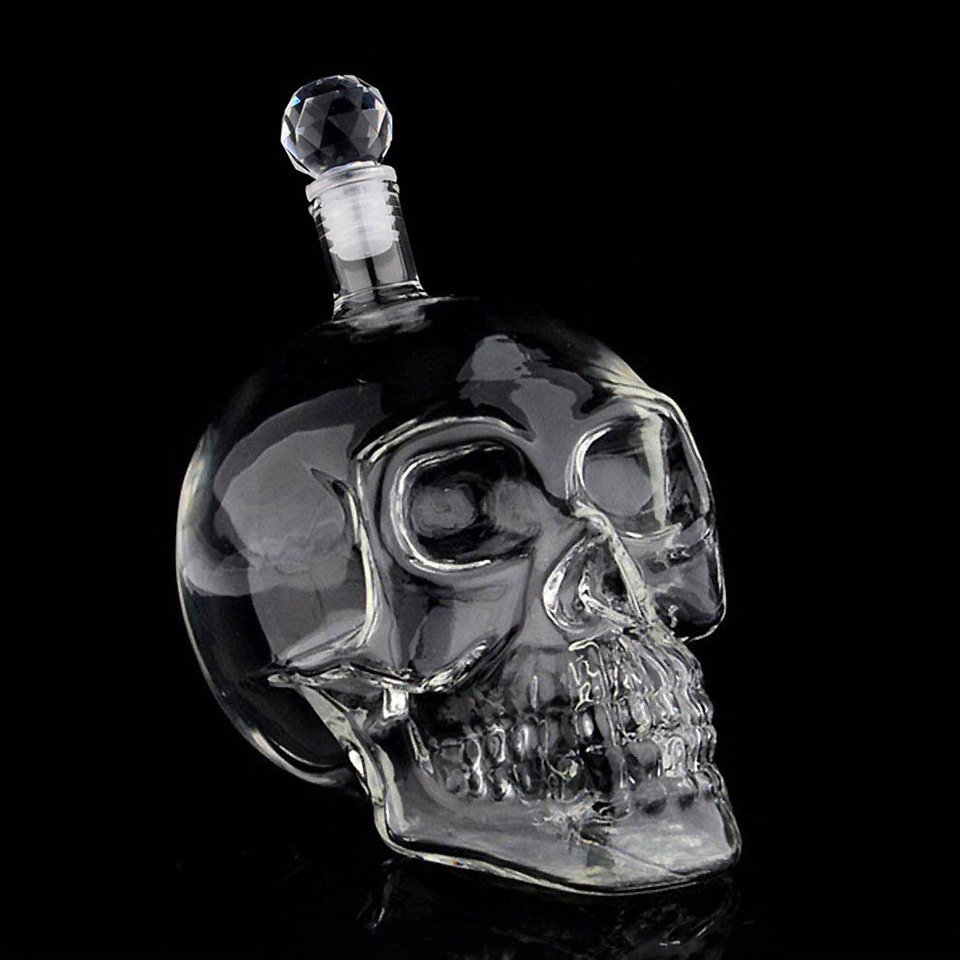 Garrafa de vidro Crystal Head Caveira Skull Crânio 1 litro