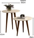 Ver imagem 2 de Jogo 2 Mesas Sala Retrô Pés Palito, Lateral e Apoio Havana - Off White - Comprar Moveis em Casa