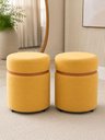 Ver imagem 1 de Kit de Puff Superior Cobre Fosco, Cor Amarelo Claro Veludo - Let Móveis