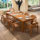 Ver imagem 1 de Conjunto de Mesa de Jantar Cancun 8 Lugares Tampo MDF Cadeiras em Madeira Maciça Amêndoa 250cm