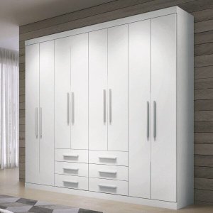 Guarda Roupa Casal Master Havana com 8 Portas 6 Gavetas Branco Santos Andirá