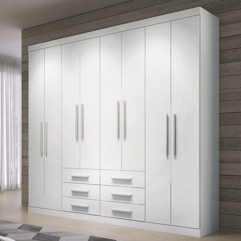 Guarda Roupa Casal Master Havana com 8 Portas 6 Gavetas Branco Santos Andirá