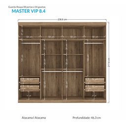 Guarda-Roupa Casal 8 Portas Havana Master Vip Santos Andirá - 2