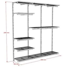 Conjunto Comac com 3 estantes cremalheira e 11 prateleiras tamanho 185 cm x 200 cm (tipo Closet) - P - 2