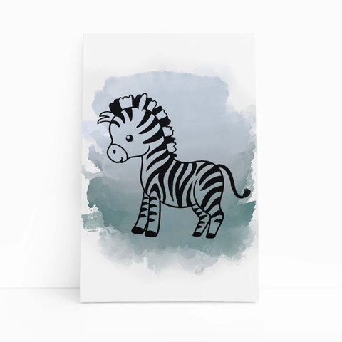 Zebra Desenho Animais Cinza Infantil Quadro Canvas 120x80cm