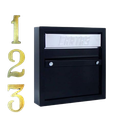 Ver imagem 1 de Caixa Correio Carta Grade e Embutir Chapa de Aço Preta + Kit 3 Números