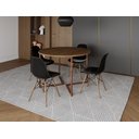 Ver imagem 1 de Mesa Industrial Base Ferro Cobre em V Tampo 110cm Amêndoa 4 Cadeiras Eames Madeira Assento Preto