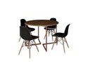 Ver imagem 2 de Mesa Industrial Base Ferro Cobre em V Tampo 110cm Amêndoa 4 Cadeiras Eames Madeira Assento Preto