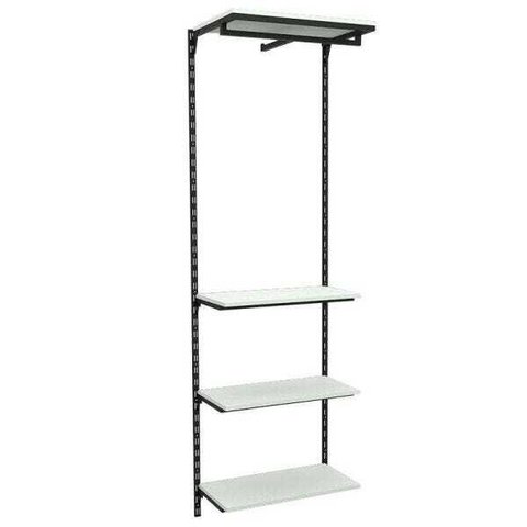 Conjunto Comac com 01 estantes cremalheira com 04 prateleiras e 01 cabideiro tamanho 64 cm x 200 cm