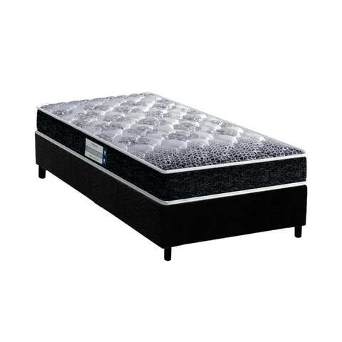 Cama Box Solteiro: Colchão Espuma D33 Probel /EP Anatômico Advanced Tech1500 + Base CRC Suede Black(