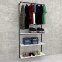 Ver imagem 2 de Conjunto Comac com 01 estantes cremalheira com 03 prateleiras e 01 arara tamanho 94 cm x 200 cm - Br