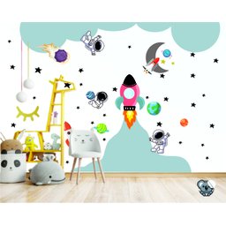 Adesivo Decorativo Infantil Astronauta Espaço Galáxia - 1