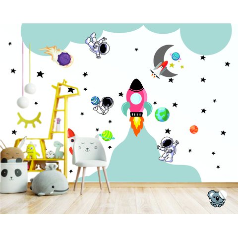 Adesivo Decorativo Infantil Astronauta Espaço Galáxia