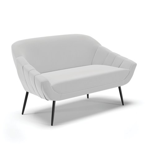 Namoradeira Giovana 02 Lugares Suede Pés Palito de Ferro - D’Rossi - Cinza