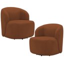 Ver imagem 1 de Kit 02 Poltronas Giratória Orgânica para Sala Living Heidy F04 Veludo Telha - Lyam Decor