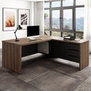 Ver imagem 6 de Mesa para Escritório em L 180x190cm 2 Portas e 3 Gavetas Unik A02 Nogal Preto - Lyam Decor