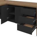 Ver imagem 7 de Mesa para Escritório em L 180x190cm 2 Portas e 3 Gavetas Unik A02 Nogal Preto - Lyam Decor
