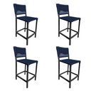 Ver imagem 1 de Kit 4 Banquetas França em Corda Náutica e Base em Alumínio Preta para Área Gourmet Azul Marinho