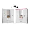 Ver imagem 3 de Guarda Roupa Roupeiro Solteiro 43220 04 Portas 03 Gavetas Pérsia Branco Rosa Flex Demóbile