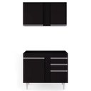Ver imagem 3 de Kit Armário Aéreo e Balcão de Cozinha Lavanderia Aurora sem Tampo 100 Cm - D’Rossi Preto
