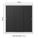 Ver imagem 7 de Guarda-roupa Casal 3 Portas de Correr Branco/preto Sublime Plus Madesa Branco/preto