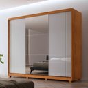 Ver imagem 1 de Guarda Roupa Casal Connor Mdf 3 Portas 6 Cabideiros com Espelho e Pés Moderna Mobília
