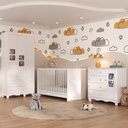 Ver imagem 2 de Quarto de Bebê Completo com Berço 3 em 1 para Colchão 130x60cm Luna Multimóveis Mp4528 Branco