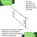 Ver imagem 3 de Puxador Inox Para Porta De Correr Vidro Madeira 40cm M.S