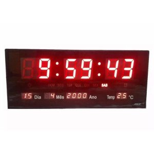 Relógio Parede Led Digital Temperatura Calendário Alarme LE-2111