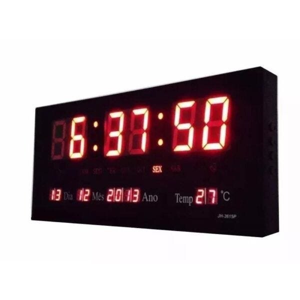 Relógio Parede Led Digital Temperatura Calendário Alarme LE-2111 - 2