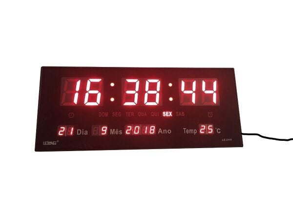 Relógio Parede Led Digital Temperatura Calendário Alarme LE-2111 - 3