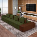 Ver imagem 1 de Sofá Ilha com Encosto e Almofadas Móveis Olimpo 465cm Modulado Linho/pu Verde/marrom G45 - Gran Belo
