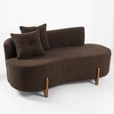 Ver imagem 2 de Conjunto 2 Poltronas + Sofá Curvo Orgânico Luna Boucle Marrom - Montanaris Decor