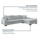 Ver mais imagens de Sofá de Canto 6 Lugares com Chaise Modulado 280cm com Base em Madeira Maciça Dominique